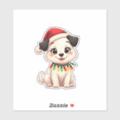 Shih Tzu Santa Christmas Tree Lights Xmas Dog Love Sticker (Vel)