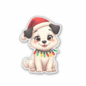 Shih Tzu Santa Christmas Tree Lights Xmas Dog Love Sticker (Voorkant)