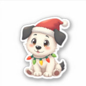 Shih Tzu Santa Christmas Tree Lights Xmas Dog Love Sticker (Voorkant)