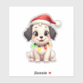 Shih Tzu Santa Christmas Tree Lights Xmas Dog Love Sticker (Vel)