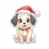 Shih Tzu Santa Christmas Tree Lights Xmas Dog Love Sticker (Voorkant)