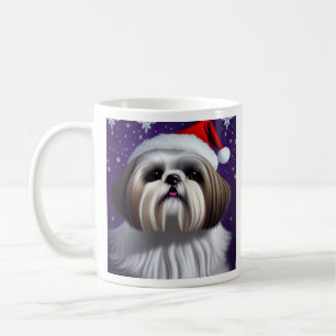 Shih Tzu, Santa, kerstkoffie Mok