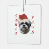 Shih Tzu Santa Paws Keramisch Ornament (Links)