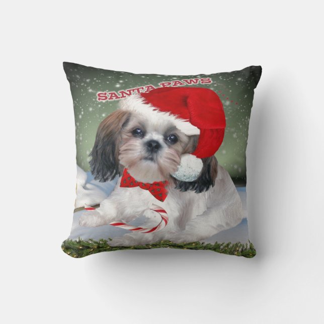 Shih Tzu Santa Paws Kussen (Voorkant)