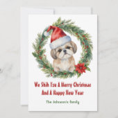 Shih Tzu Santa Schattige Grappig Kerstfeest Feestdagenkaart (Voorkant)