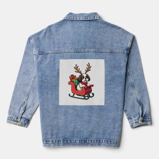 Shih Tzu Santa's slee-rit Denim Jacket (Achterkant)