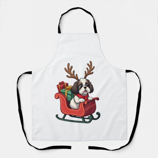 Shih Tzu Santa's sleerit Schort (Voorkant)