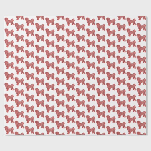 Shih Tzu Schattige Hondensilhouet Kerst Wit Cadeaupapier (Vlak)