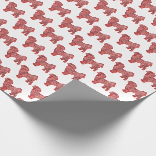 Shih Tzu Schattige Hondensilhouet Kerst Wit Cadeaupapier (Hoek)