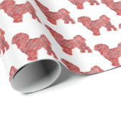 Shih Tzu Schattige Hondensilhouet Kerst Wit Cadeaupapier (Rol Hoek)