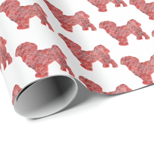 Shih Tzu Schattige Hondensilhouet Kerst Wit Cadeaupapier (Rol Hoek)