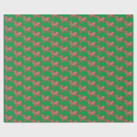 Shih Tzu Schattige Hondensilhouet Kerstgroen Cadeaupapier (Vlak)