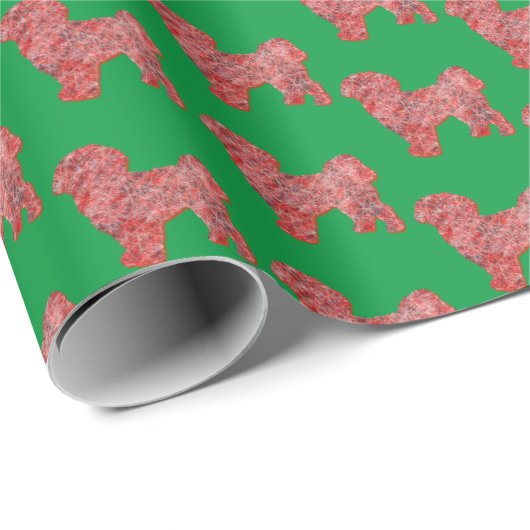 Shih Tzu Schattige Hondensilhouet Kerstgroen Cadeaupapier (Rol Hoek)