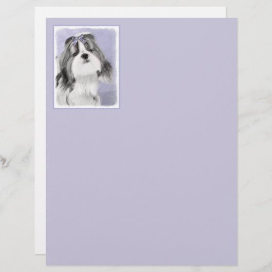 Shih Tzu schilderen - Kute Original Dog Art (Voorkant / Achterkant)