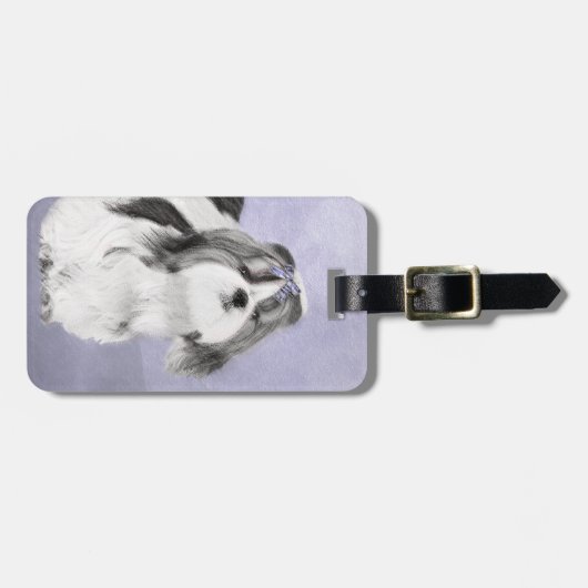 Shih Tzu schilderen - Kute Original Dog Art Bagagelabel (Voorkant horizontaal)