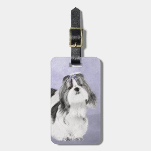 Shih Tzu schilderen - Kute Original Dog Art Bagagelabel (Voorkant verticaal)