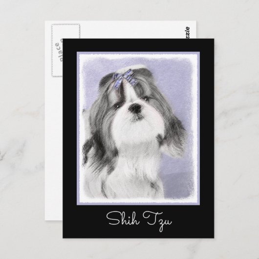 Shih Tzu schilderen - Kute Original Dog Art Briefkaart (Voorkant / Achterkant)