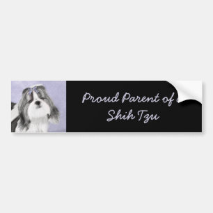 Shih Tzu schilderen - Kute Original Dog Art Bumpersticker