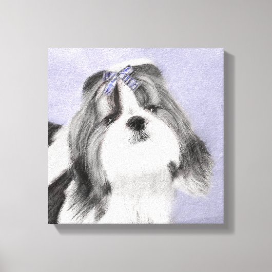 Shih Tzu schilderen - Kute Original Dog Art Canvas Afdruk (Voorkant)