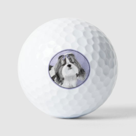 Shih Tzu schilderen - Kute Original Dog Art Golfballen (Voorkant)