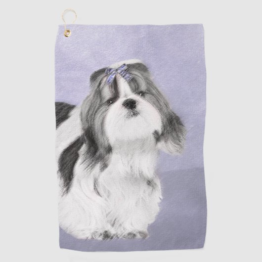 Shih Tzu schilderen - Kute Original Dog Art Golfhanddoek (Voorkant)
