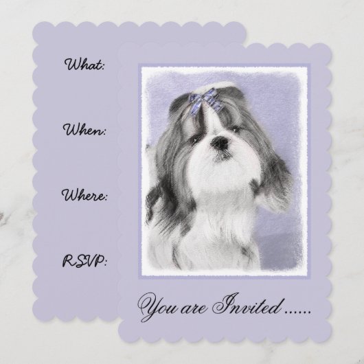 Shih Tzu schilderen - Kute Original Dog Art Kaart (Voorkant / Achterkant)