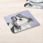 Shih Tzu schilderen - Kute Original Dog Art Kartonnen Onderzetters (Schuin)