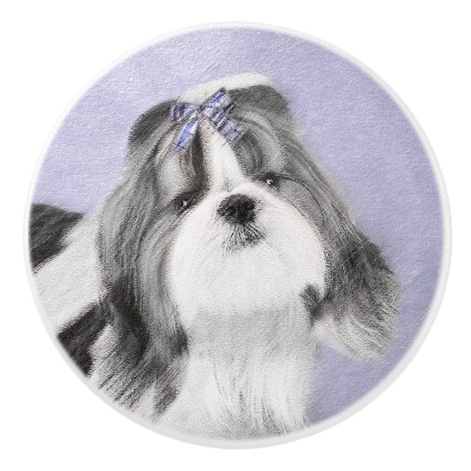 Shih Tzu schilderen - Kute Original Dog Art Keramische Knop (Voorkant)