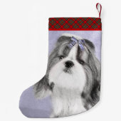 Shih Tzu schilderen - Kute Original Dog Art Kleine Kerstsok (Achterkant)