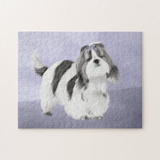 Shih Tzu schilderen - Kute Original Dog Art Legpuzzel (Horizontaal)