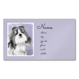 Shih Tzu schilderen - Kute Original Dog Art Magnetisch Visitekaartje