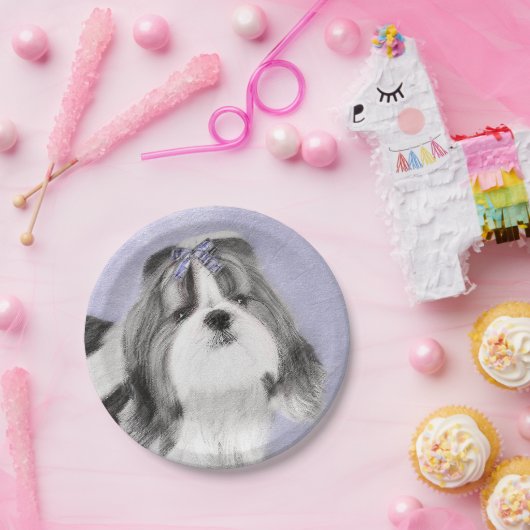 Shih Tzu schilderen - Kute Original Dog Art Papieren Bordje (Feest)