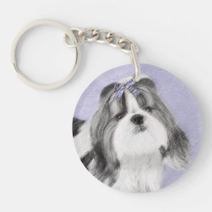 Shih Tzu schilderen - Kute Original Dog Art Sleutelhanger