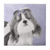 Shih Tzu schilderen - Kute Original Dog Art Tegeltje (Voorkant)