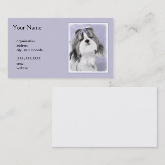 Shih Tzu schilderen - Kute Original Dog Art Visitekaartje (Voorkant / Achterkant)