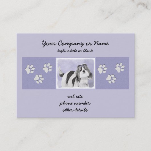 Shih Tzu schilderen - Kute Original Dog Art Visitekaartje (Voorkant)