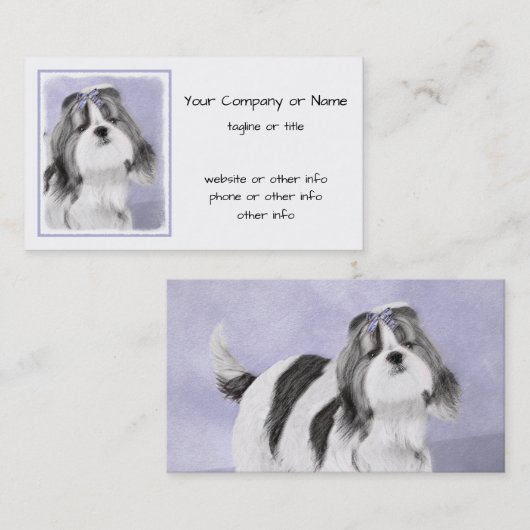 Shih Tzu schilderen - Kute Original Dog Art Visitekaartje (Voorkant / Achterkant)