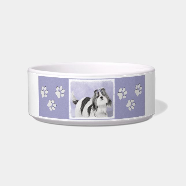Shih Tzu schilderen - Kute Original Dog Art Voerbakje (Rechts)