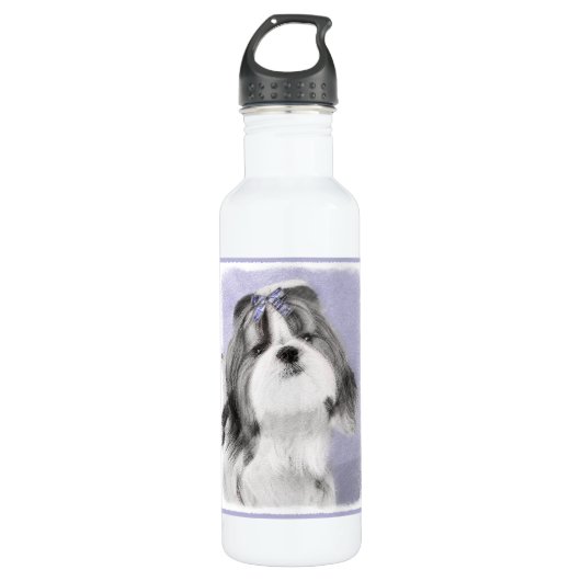 Shih Tzu schilderen - Kute Original Dog Art Waterfles (Voorkant)