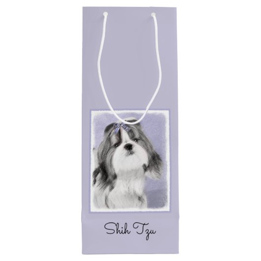 Shih Tzu schilderen - Kute Original Dog Art Wijn Cadeautas (Achterkant)