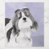 Shih Tzu schilderen - Kute Original Dog Art Wijn Etiket (Enkel label)