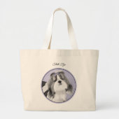 Shih Tzu Schilderen Zwart & Wit Originele Hond Art Grote Tote Bag (Voorkant)