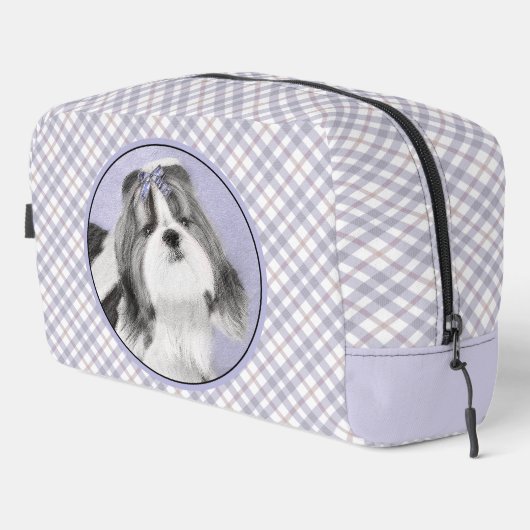 Shih Tzu Schilderen Zwart & Wit Originele Hond Art Toilettasje (Rechterhoek)