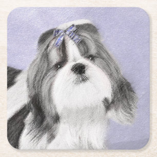 Shih Tzu Schilderij - Mooie Originele Honden Kunst Kartonnen Onderzetters
