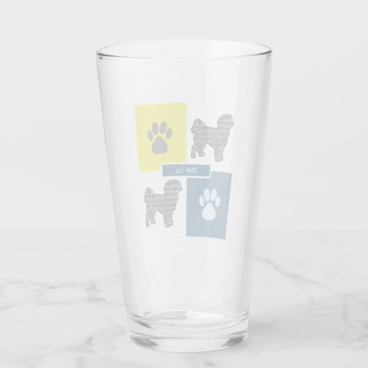 Shih Tzu Silhouette Dog & Paw Y&B Grid Glas (Achterkant)