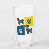 Shih Tzu Silhouette Dog & Paw Y&B Grid Glas (Voorkant)