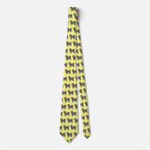 Shih Tzu Silhouette Dog Yellow & Black Grid Yellow Stropdas (Voorkant)