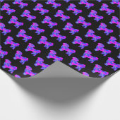 Shih Tzu Silhouette Pink & Blue Dog Black Paper Cadeaupapier (Hoek)