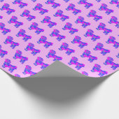 Shih Tzu Silhouette Pink & Blue Dog Pink Paper Cadeaupapier (Hoek)