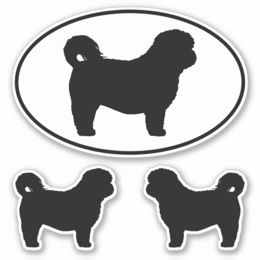 Shih Tzu Silhouetten Hondenras Vinyl Sticker Set (Voorkant)